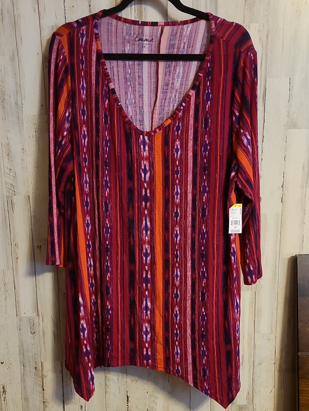 Emma Pink & Orange Striped V-Neck Tunic
